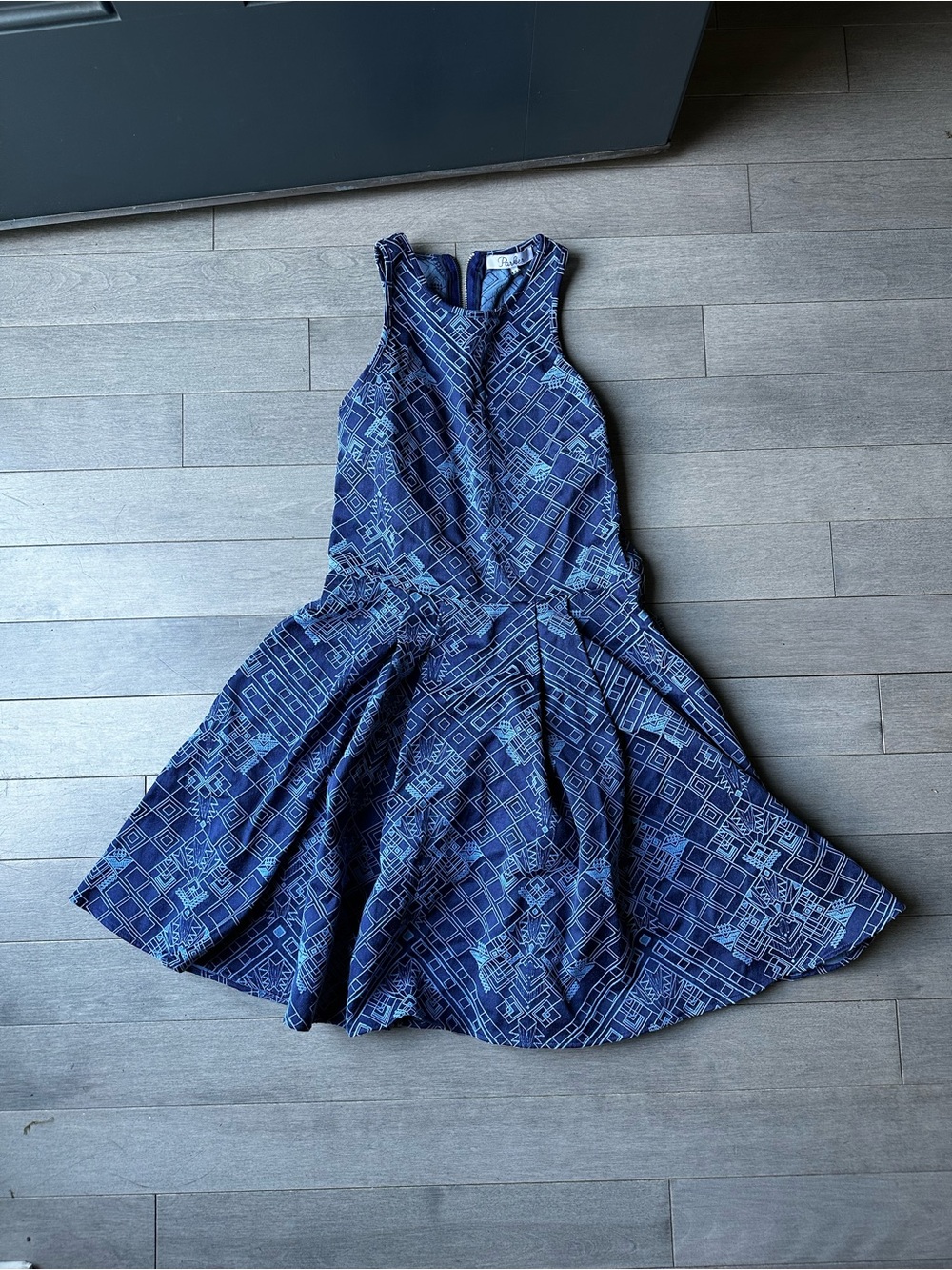 Parker Blue Printed Hudson Racerback Cut Out Dress Spring Summer Size S